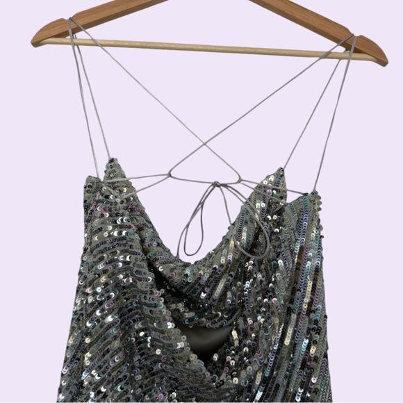NEW! Zara Silver Sequin Mini Dress - Picture 4 of 5